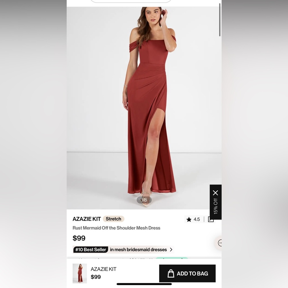 Azazie mermaid off the shoulder mesh bridesmaid dress